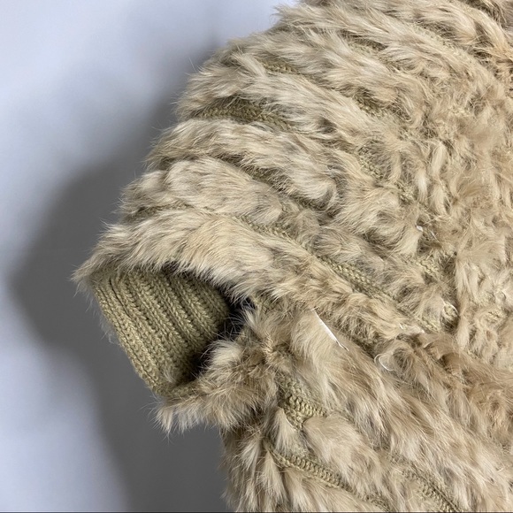 Alberto Makali Beige Rabbit Fur Knit Cardigan - Picture 11 of 12